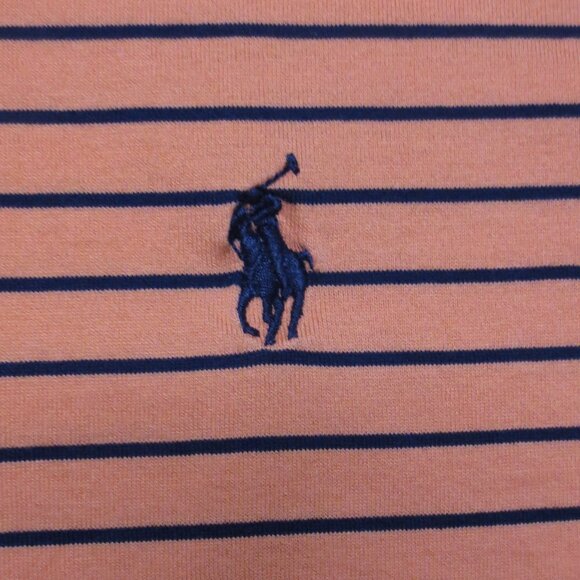 POLO GOLF SHIRT striped CORAL navy ATHLETIC orange RALPH LAUREN blue SIZE XL - Picture 8 of 8